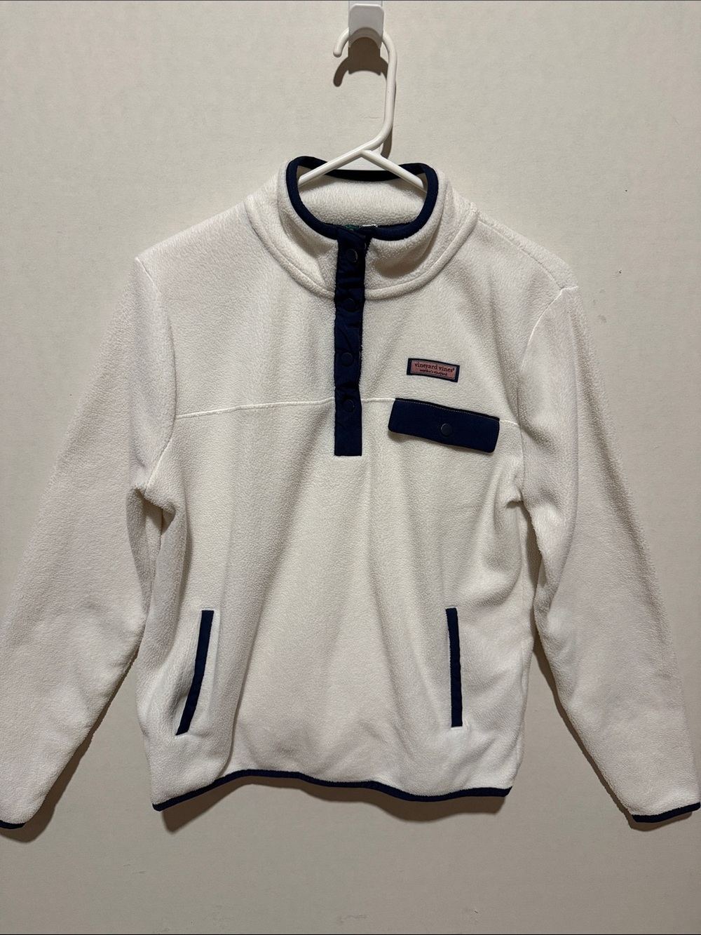 Vineyard Vines Women’s Pullover Fleece with Navy Trim